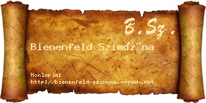 Bienenfeld Szimóna névjegykártya